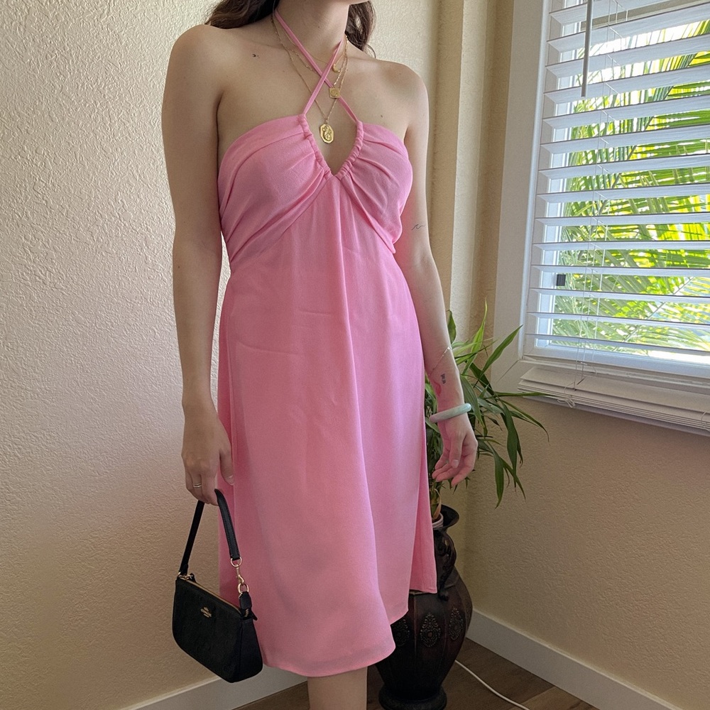 Pink midi dress
